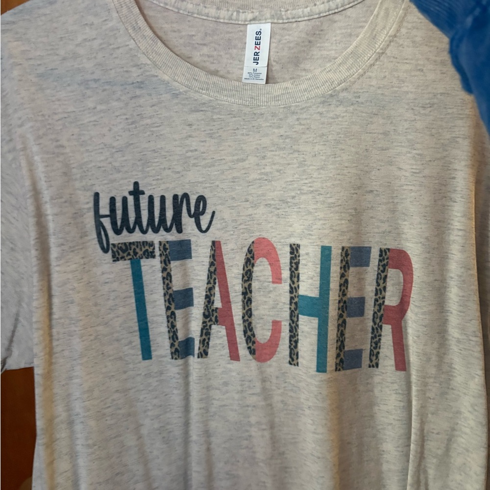 Next Level Apparel 'Future Teacher' T-Shirt - Gray, Blue, Pink